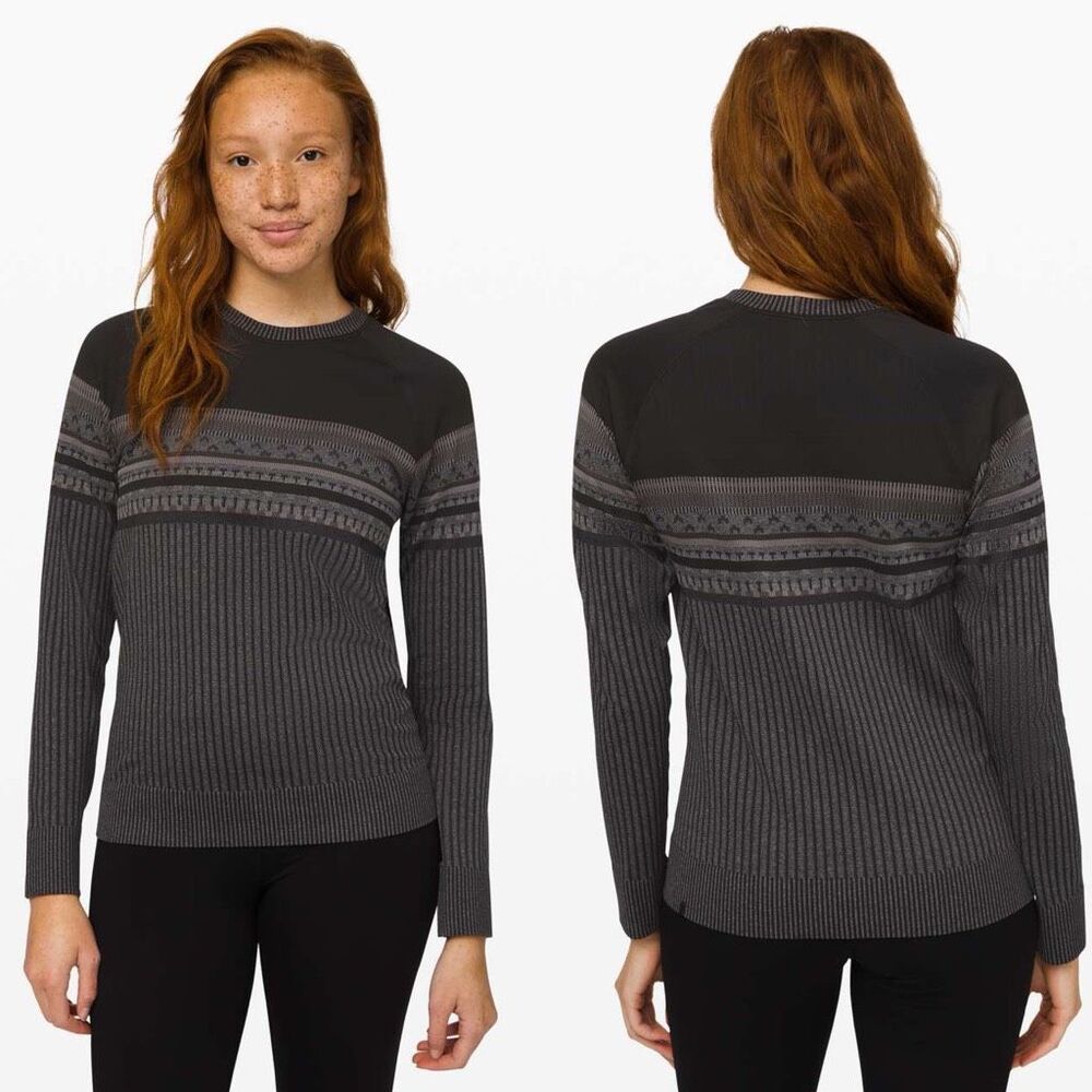 Lululemon Rest Less Pullover Fair Isle Black White